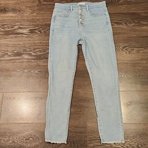 ❤ LOFT HIGH RISE SKINNY JEANS, EXPOSED BUTTON FLY, 6 (28)